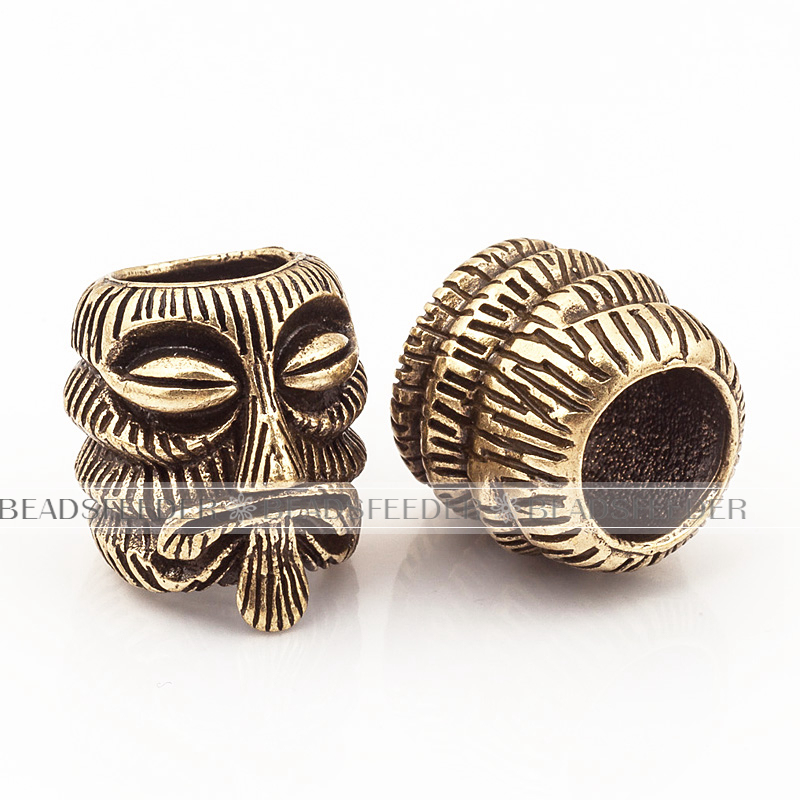 Evil skull mask Head Bead,antique style 550 Paracord Bead Skull Charm,fit for EDC Survival Bracelet Lanyard,17x15x15.5mm