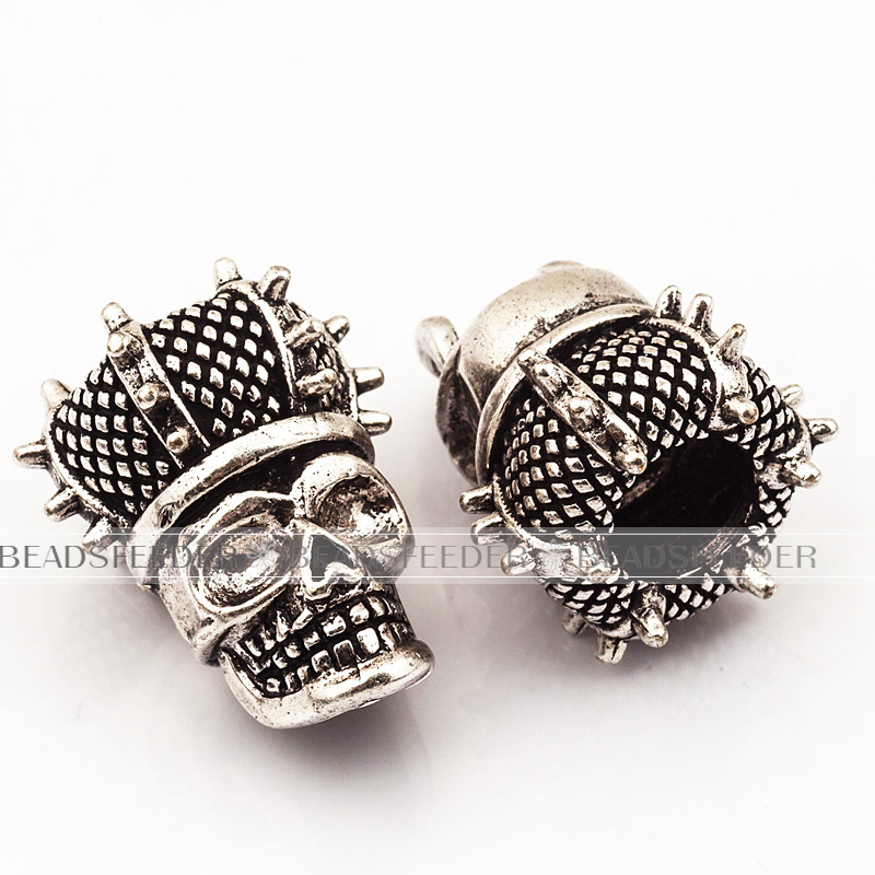 King crown Skull Bead ,bronze Skull Bead,Paracord Bead Skull Charm, fit for EDC Survival Bracelet Keychain Lanyard,22x17x15mm