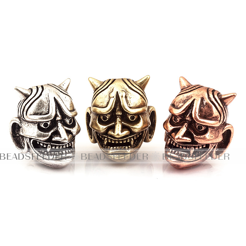 Evil Goblin Head Bead,antique style 550 Paracord Bead Skull Charm,fit for EDC Survival Bracelet Lanyard,19x12x12mm