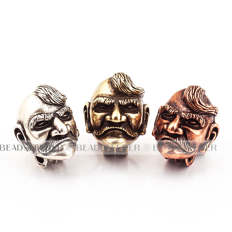 Very man Head Bead,antique style 550 Paracord Bead Skull Charm,fit for EDC Survival Bracelet Lanyard,23x19x17.5mm