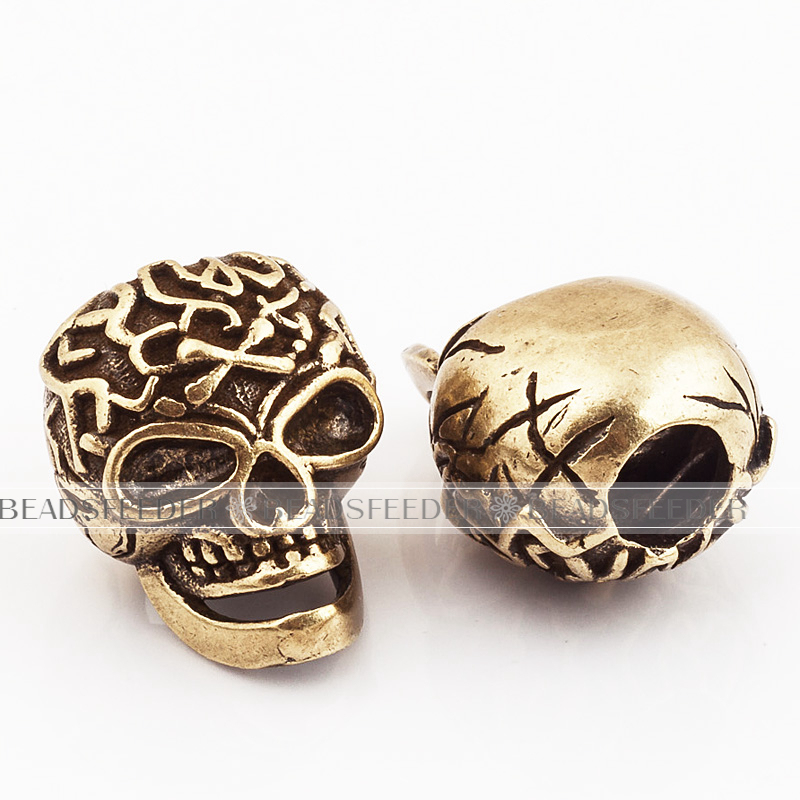 Skull Bead ,Paracord Bead Skull Charm, fit for EDC Survival Bracelet Keychain Lanyard,Men Bracelet Making,19x14x12mm