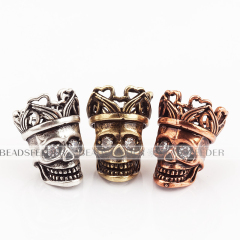Hallow crown Skull Bead,antique style Paracord Bead Skull Charm,fit for EDC Survival Bracelet Lanyard,24x16x18mm