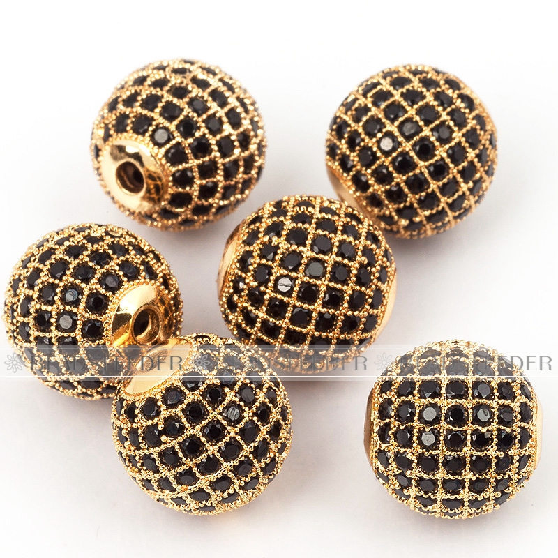 16mm Black CZ shamballa round ball bead Micro Pave Bead,Clear Cubic Zirconia CZ beads,for men and women Bracelet