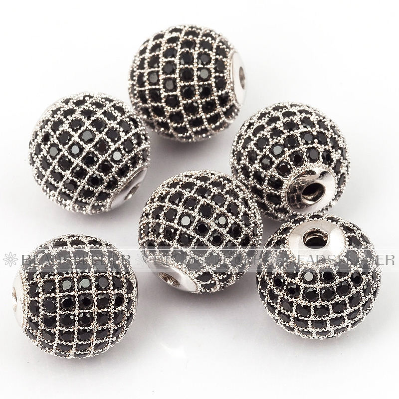 10mm black CZ shamballa round ball bead Micro Pave Bead,Clear Cubic Zirconia CZ beads,for men and women Bracelet