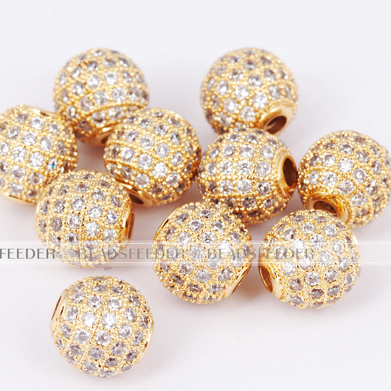 6mm clear CZ shamballa round ball bead Micro Pave Bead,Clear Cubic Zirconia CZ beads,for men and women Bracelet