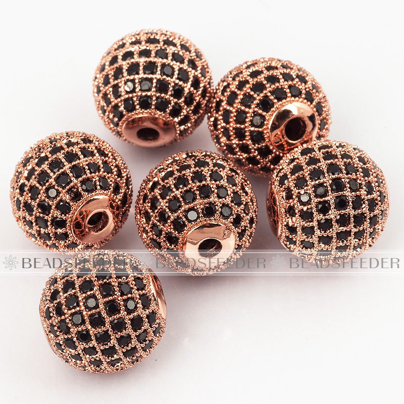 8mm black CZ shamballa round ball bead Micro Pave Bead,Clear Cubic Zirconia CZ beads,for men and women Bracelet