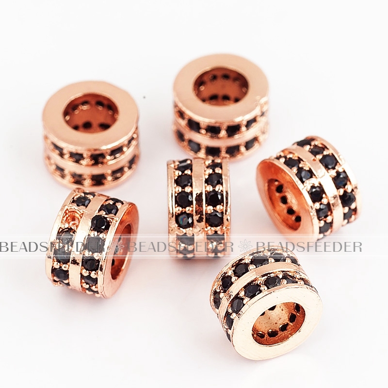 Micro Pave roundle space Bead / CZ Bead / Cubic Zirconia beads , Men Bracelet Charms, Pave Beads, Bracelet Charms, 9x5 mm, 1pc