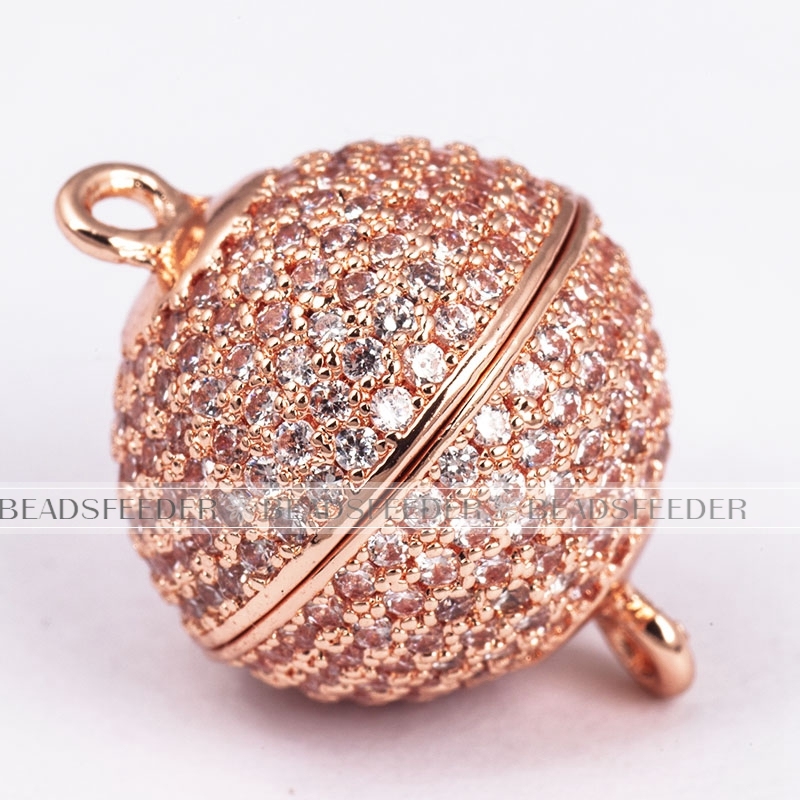 14mm Super strong round ball N50 Magnetic Clasp for bracelet Necklace ,CZ micro pave Magnetic Jewelry Clasp, jewelry findings
