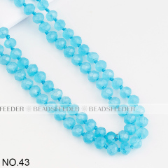 60'' inch,  Matt aqua , knotted necklace chain,ready to wear, 8mm crystal glass beads knotted, , 1 strand