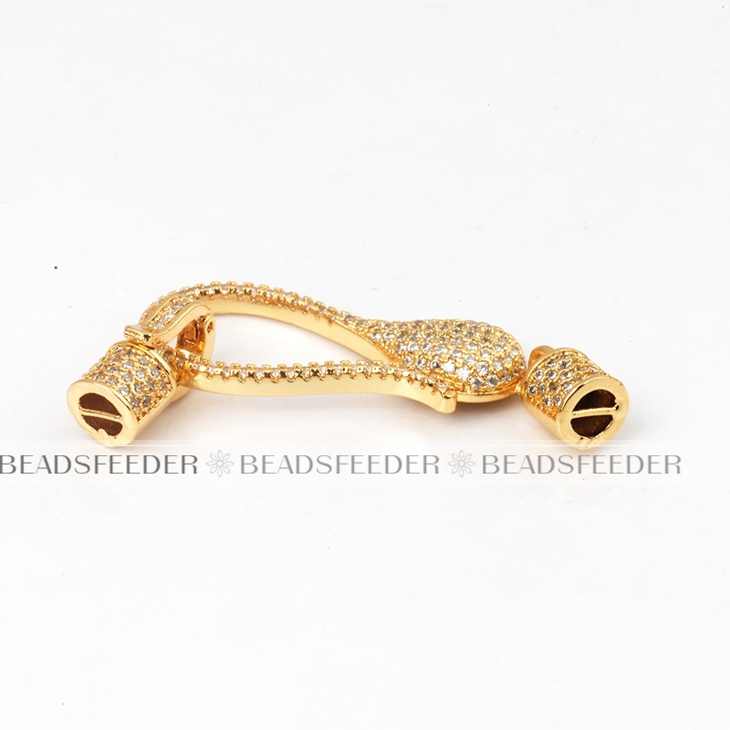 Clasp for bracelet, Gold/Rose gold/Silver/Black,Pave inter Lock,14x50mm,1pc