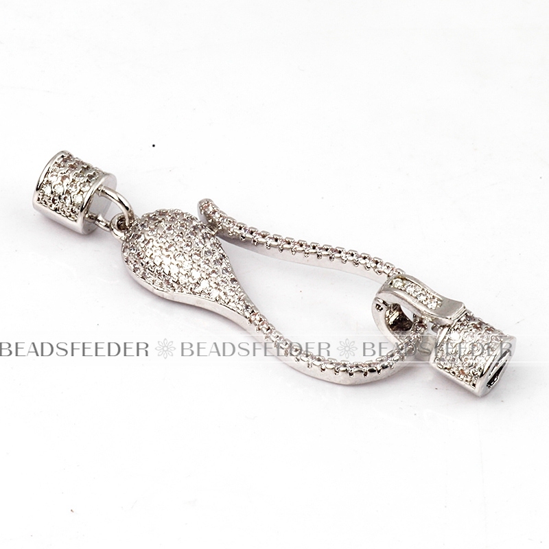 Clasp for bracelet, Gold/Rose gold/Silver/Black,Pave inter Lock,14x50mm,1pc