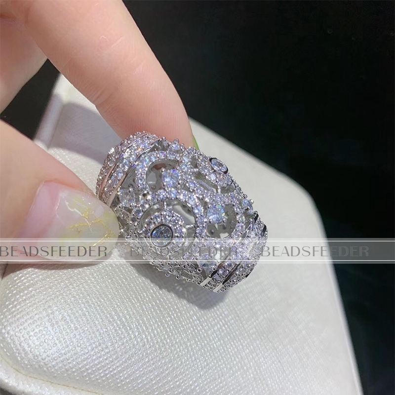 Drum barrel focal space beads, Micro Pave Beads / CZ Bead / Clear Cubic Zirconia beads , 33x23mm, 1pcs
