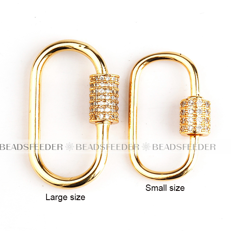 Large size black CZ Screw on oval Shape Clasp for metal chain and cord,Pave oval Lock,1pc