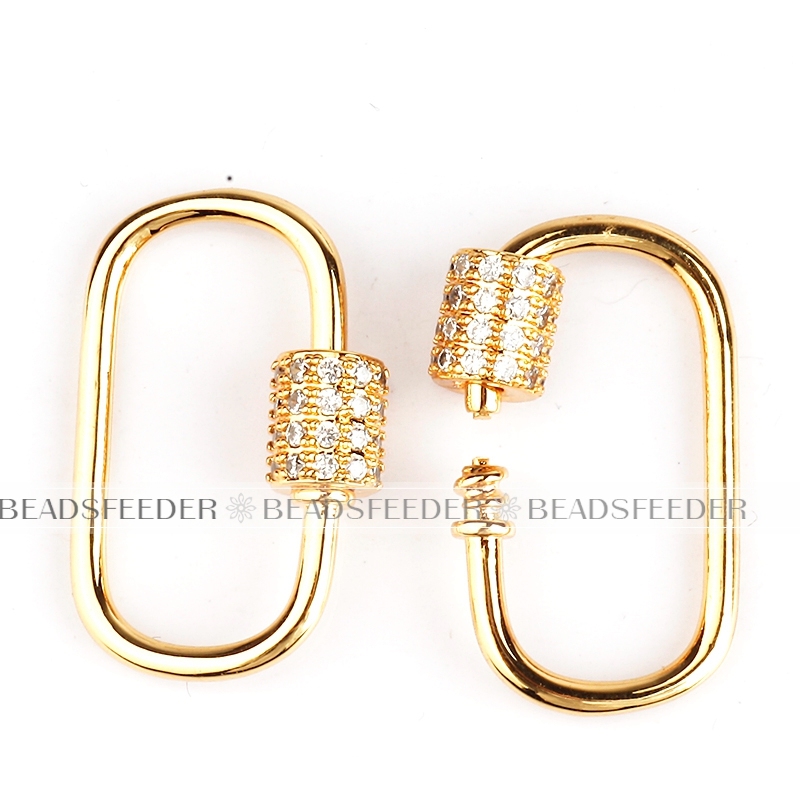 Small size black CZ Screw on oval Shape Clasp for metal chain and cord,Pave oval Lock,1pc