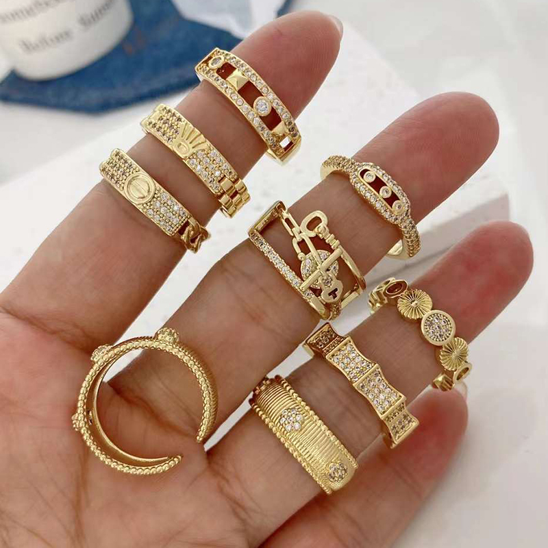 Simple Elegant  Zirconia Micro Paved Open Resizable Finger , Brass Based Metal with 18K Real Gold Plated