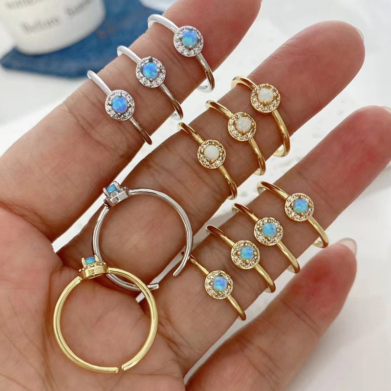 Immitation Opal , Slim Mini  Open Resizable Finger Ring for Women and Girl