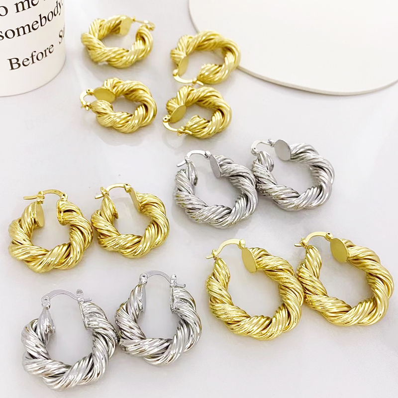 Jumbo Fancy Geometric Shape Hoop Earring , Brass/Copper Based with 18K Real Gold Plated