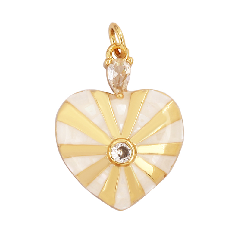 Trendy Colorful Love Heart Inlaid Shell Chips Charm Pendant,Cute Brass 18K Gold Jewelry Necklace Accessories DIY Making Supplies