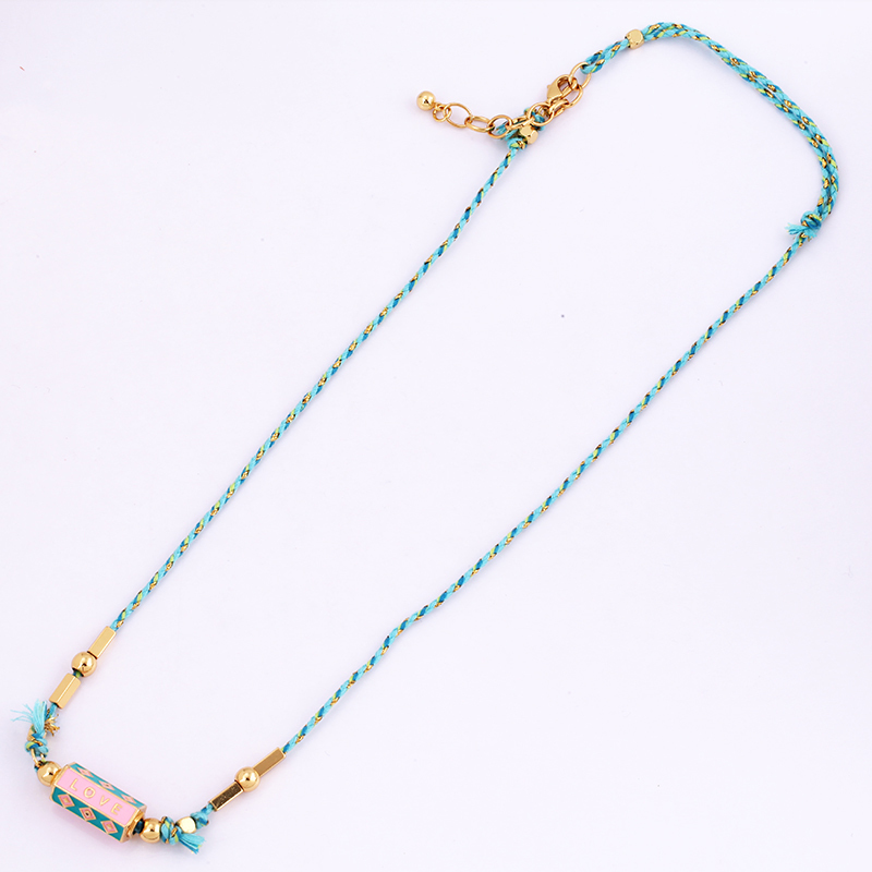 Evil Eye Necklace Amour Turkish Blue Pink Long Knotting Beaded Boho Jewelry,Women Sweater Amulet Party Summer Beach Gift For Her