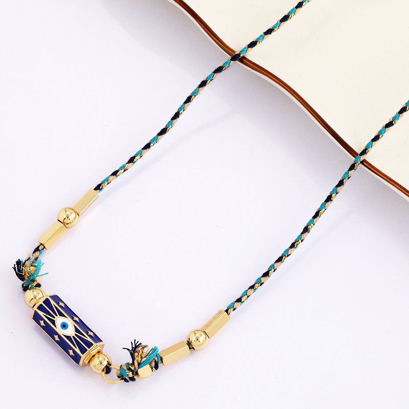 Evil Eye Necklace Amour Turkish Blue Pink Long Knotting Beaded Boho Jewelry,Women Sweater Amulet Party Summer Beach Gift For Her