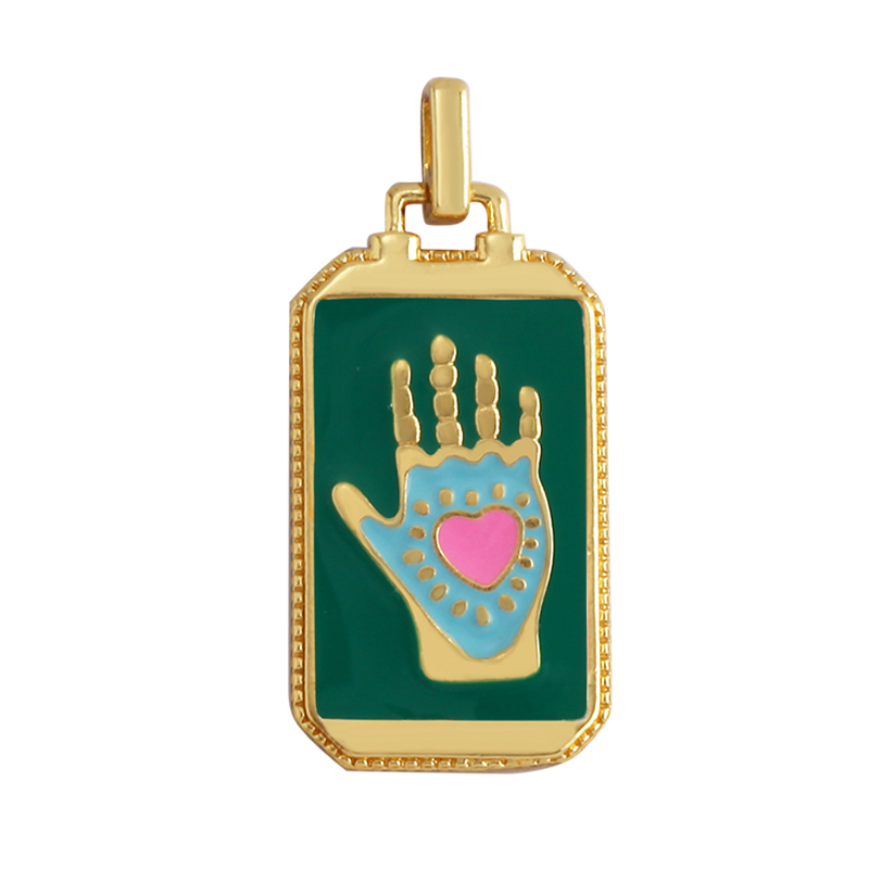 Enamel Tarot Cards Sun Star Moon Evil Eye Heart Hand Charm Pendant,New 18K Gold Plated Bracelets Necklaces Jewelry Accessories