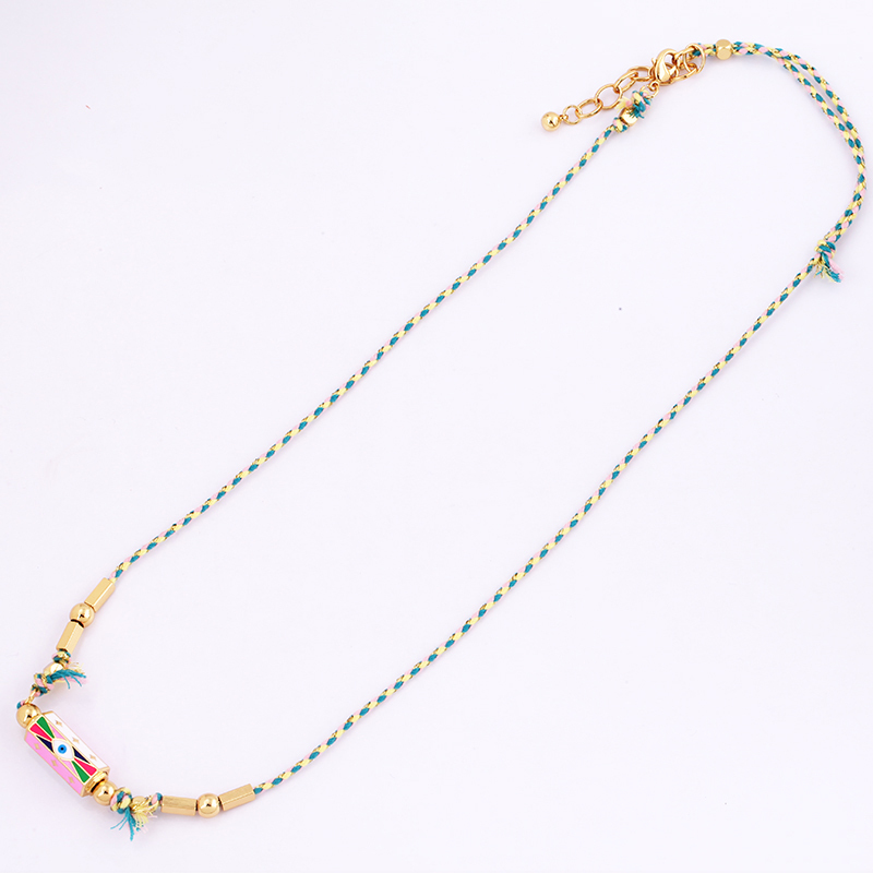 Evil Eye Necklace Amour Turkish Blue Pink Long Knotting Beaded Boho Jewelry,Women Sweater Amulet Party Summer Beach Gift For Her