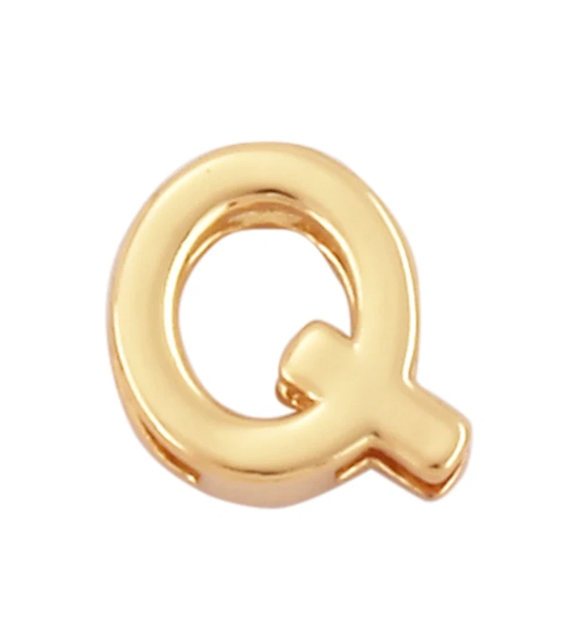 Mini Initial Letter Slider Beads, Name Pendant With Gold Plated Colour , Not Easy to Tarnish, Fashion Jewelry Findings , 1pc
