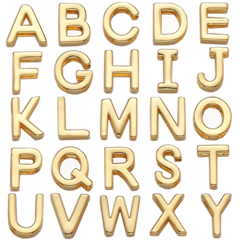 Mini Initial Letter Slider Beads, Name Pendant With Gold Plated Colour , Not Easy to Tarnish, Fashion Jewelry Findings , 1pc