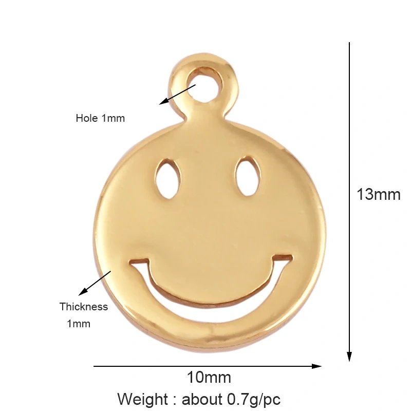 Good Luck Happy Smile Face Heart Moon Triangular Charm Attachment  , brass real gold plated , fashion jewelry findings