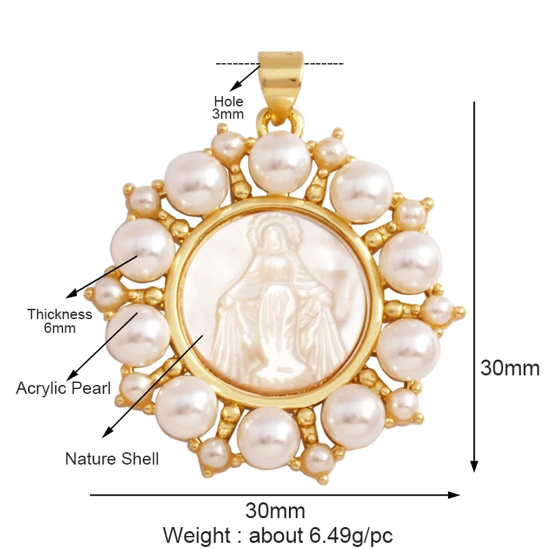 Shell Pearl 18K Gold Plated Life Tree Angel Charm Pendant,Holy Religious Jesus Virgin Mary Jewelry Necklace Accessories Supplies