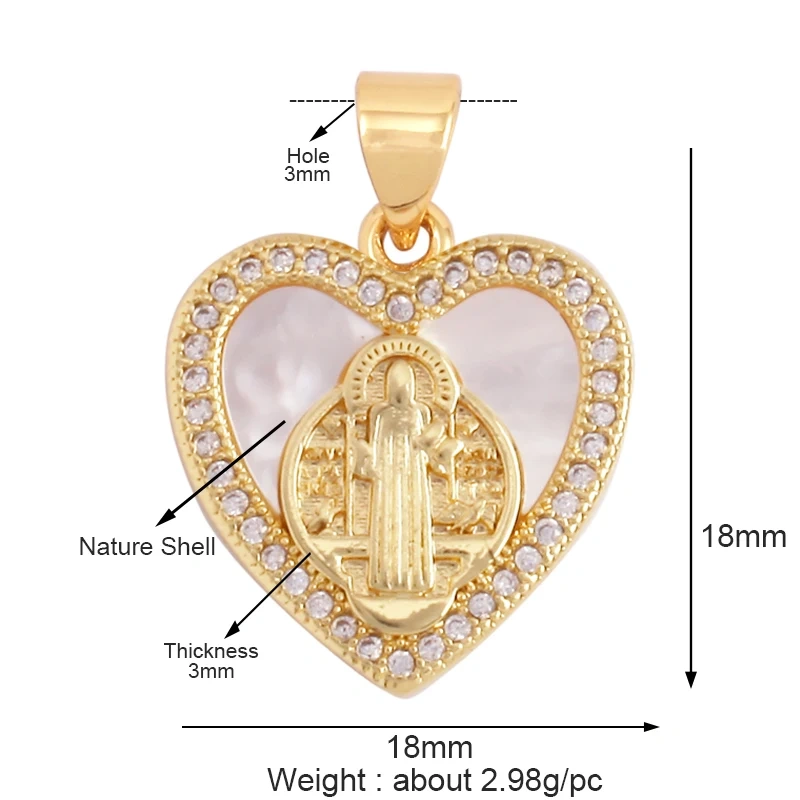 Religious Style Holy Virgin Mary Jesus Geometry Charm Pendant,18K Gold Inlaid Cubic Zirconia Jewelry Necklace Accessories Supply