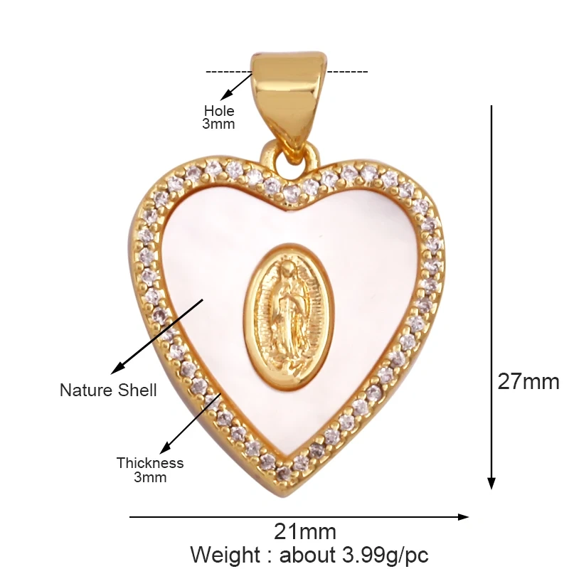 Religious Style Holy Virgin Mary Jesus Geometry Charm Pendant,18K Gold Inlaid Cubic Zirconia Jewelry Necklace Accessories Supply