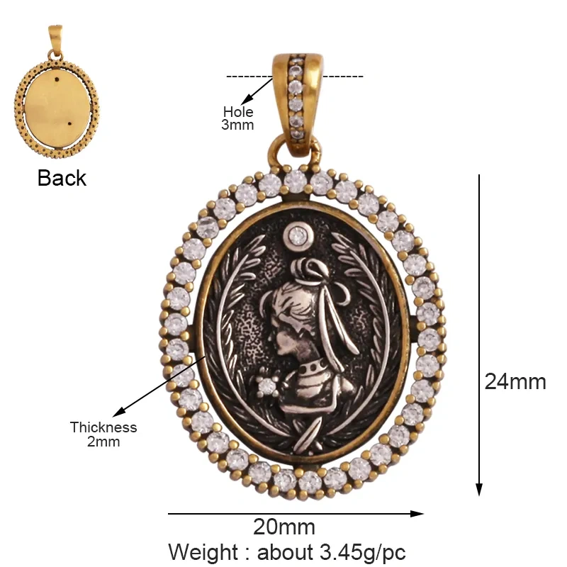 Newest Antique Gold Bronze Beauty Portrait Knight Angel Goddess Coin Medallion Charm Pendant,Necklace Jewelry Accessories Supply