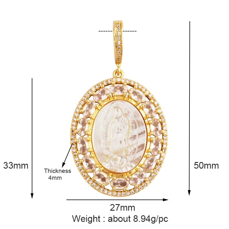 Unique Religious Jesus Holy Virgin Mary Love Heart Charms Pendant,Latest 18K Gold Plated Micro Zircon Jewelry Necklace Supplies