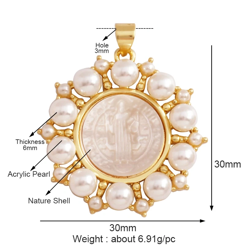 Shell Pearl 18K Gold Plated Life Tree Angel Charm Pendant,Holy Religious Jesus Virgin Mary Jewelry Necklace Accessories Supplies