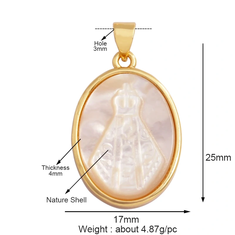 Shell Pearl 18K Gold Plated Life Tree Angel Charm Pendant,Holy Religious Jesus Virgin Mary Jewelry Necklace Accessories Supplies