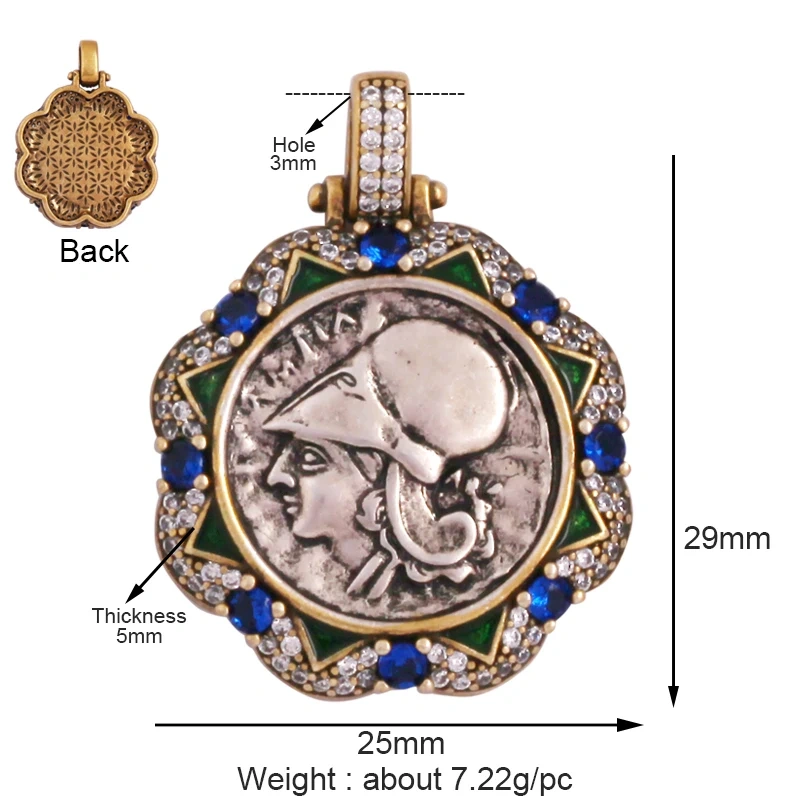 Newest Antique Gold Bronze Beauty Portrait Knight Angel Goddess Coin Medallion Charm Pendant,Necklace Jewelry Accessories Supply