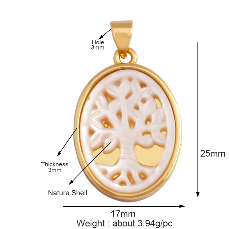 Shell Pearl 18K Gold Plated Life Tree Angel Charm Pendant,Holy Religious Jesus Virgin Mary Jewelry Necklace Accessories Supplies