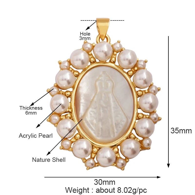 Shell Pearl 18K Gold Plated Life Tree Angel Charm Pendant,Holy Religious Jesus Virgin Mary Jewelry Necklace Accessories Supplies