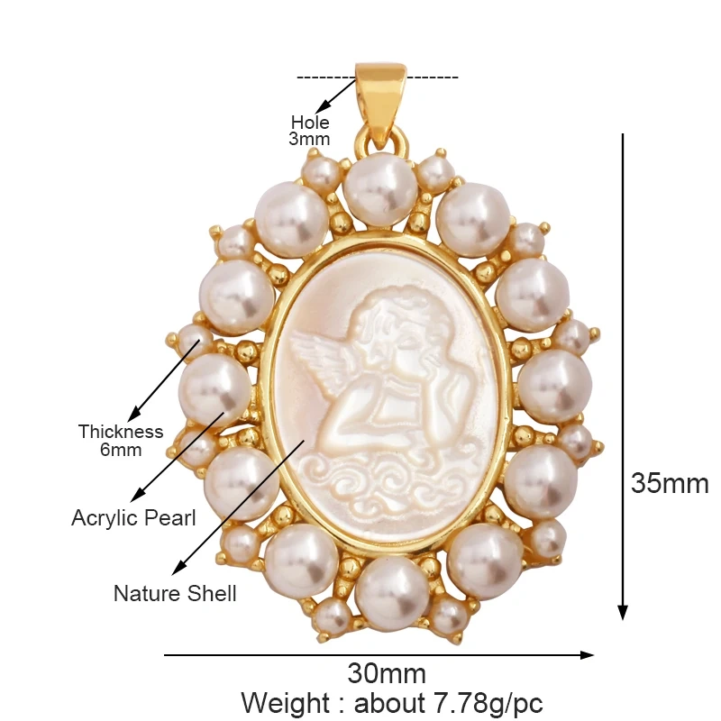 Shell Pearl 18K Gold Plated Life Tree Angel Charm Pendant,Holy Religious Jesus Virgin Mary Jewelry Necklace Accessories Supplies
