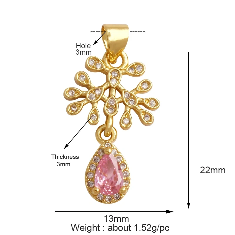 Colourful Zircon Apple Cherry Strawberry Grape Fruit Charm Pendant,Sweet 18K Gold Plated Brass Necklace for Jewelry Findings