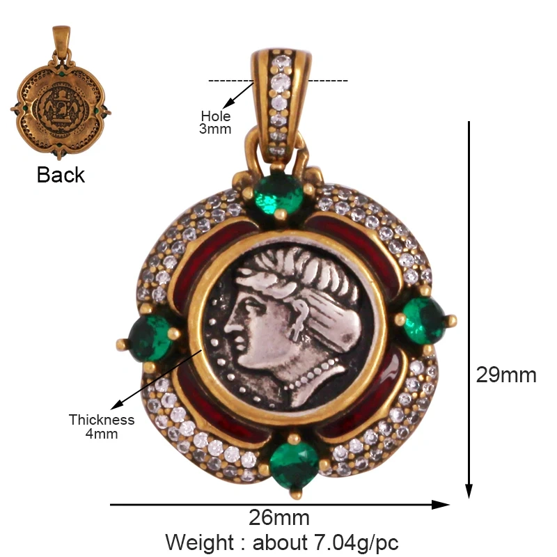 Newest Antique Gold Bronze Beauty Portrait Knight Angel Goddess Coin Medallion Charm Pendant,Necklace Jewelry Accessories Supply