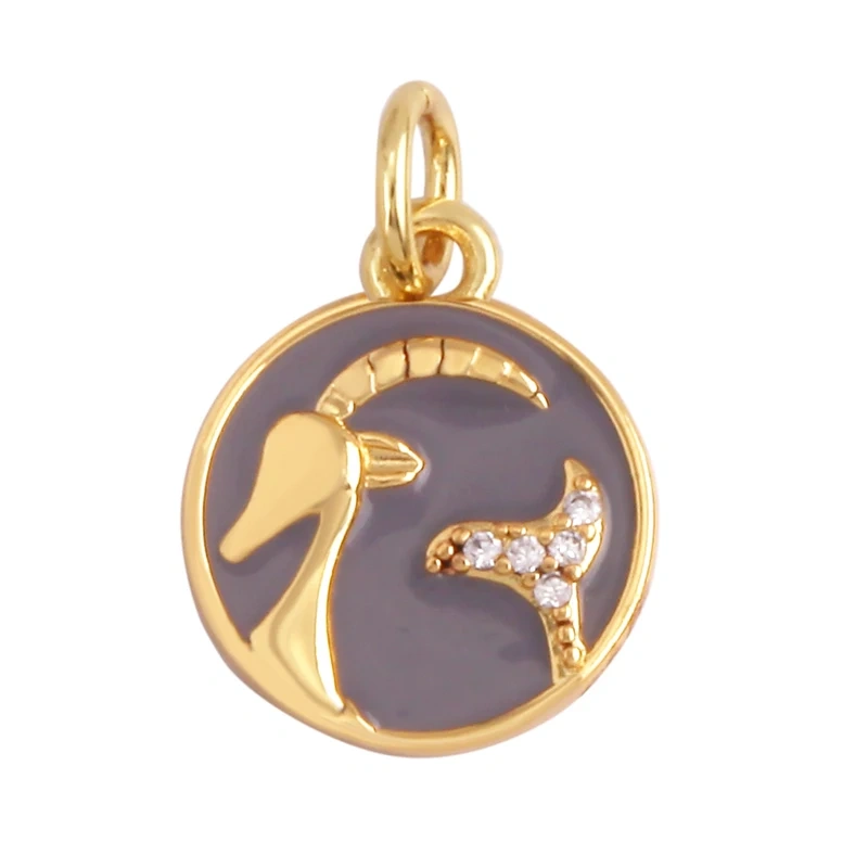 Trendy Zodiac Horoscope Sign Medallion Charm Pendant,18K Gold Plated Colorful Enamel Necklace Bracelet Jewelry Making Supplies