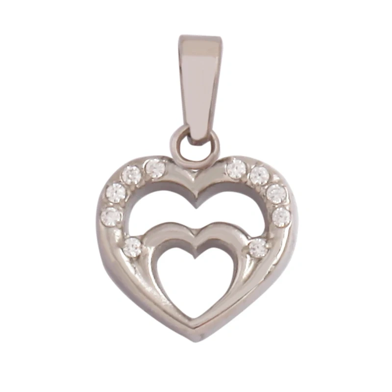 Fashion Love Heart 316 Stainless Steel Cubic Zirconia Geometry Charm Pendant,Jewelry Findings Bracelet Necklace Supplies