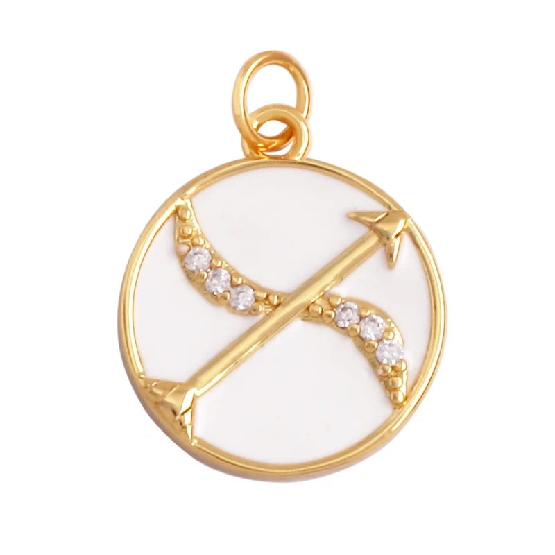 Trendy Zodiac Horoscope Sign Medallion Charm Pendant,18K Gold Plated Colorful Enamel Necklace Bracelet Jewelry Making Supplies