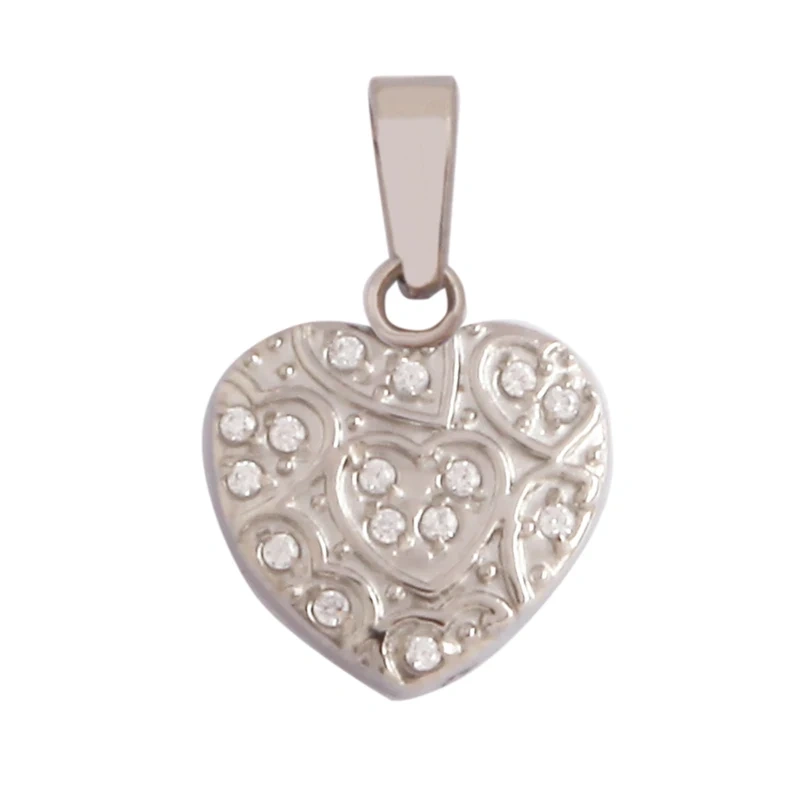 Fashion Love Heart 316 Stainless Steel Cubic Zirconia Geometry Charm Pendant,Jewelry Findings Bracelet Necklace Supplies