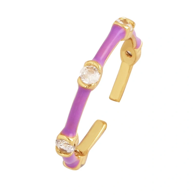 Unique Style Fashion Colorful Geometry Finger Ring,18K Gold Plated Zircon Open Adjustable Rings Charm Jewelry Findings Supplies