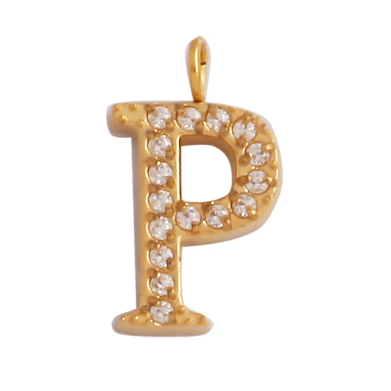 New 316 Stainless Steel Full Zircon Initial Name A-Z Letter Charm Pendant,Bracelet Necklace Jewelry Findings Components Supplies