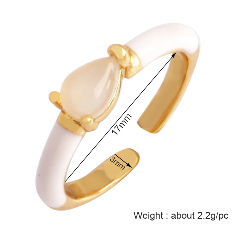 Fashion Colorful Eye Water Drop Shape Finger Ring,18K Gold Plated Zircon Open Adjustable Rings Charm Jewelry Findings Supplies