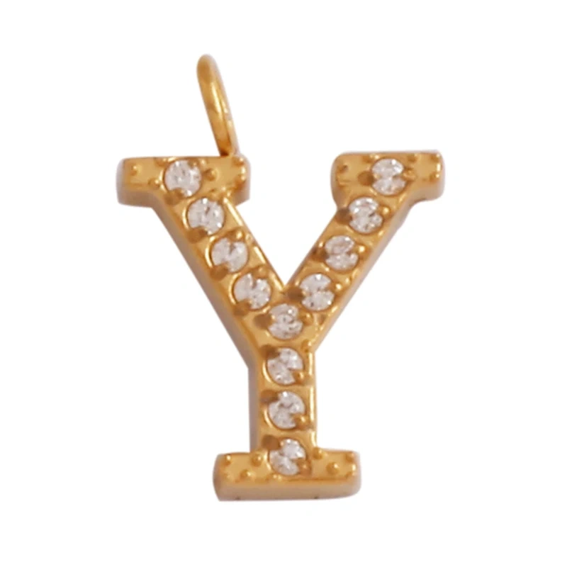 New 316 Stainless Steel Full Zircon Initial Name A-Z Letter Charm Pendant,Bracelet Necklace Jewelry Findings Components Supplies